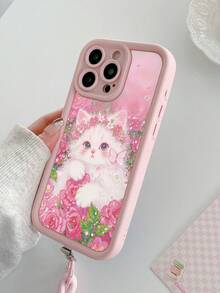 Cute Cat & Butterfly Painted Textured Hollow Agate Phone Case, Suitable Compatible With Iphone 14, 14 Pro, 14 Pro Max, 13, 13 Pro, 13 Pro Max, 11, 11 Pro Max, 12, 12 Pro, 12 Pro Max, XR, XS, 15, 15 Pro, 15 Pro Max, 16, 16 Pro, 16 Pro Max, 17, 17 Pro, 17 Air, 17 Pro Max, Galaxy S24, A04, A12, A13, A14, A23, A24, A32, A33, A51, A52, A53, A54, A72, S20 FE, 9, 9A, Shockproof Phone Case - Multicolor - View 5