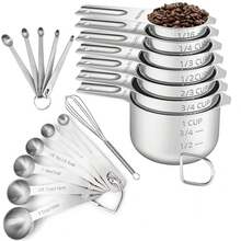 1 Set Stainless Steel Measuring Cup And Spoon Set, Baking Tools Coffee Bean Scoop With Measurement Markings, Suitable For Dry And Liquid Ingredients, For Dishwasher, Cooking And Baking Kitchen Gadgets - Multicolor - View 12