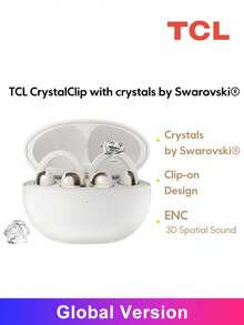TCL CrystalClip * Swarovski® 特別版開耳式耳機－閃耀水晶玫瑰夾耳式耳機，3D 空間音訊與 AI 翻譯，36 小時播放時間，女性美學穿戴式科技珠寶 - 查看 1