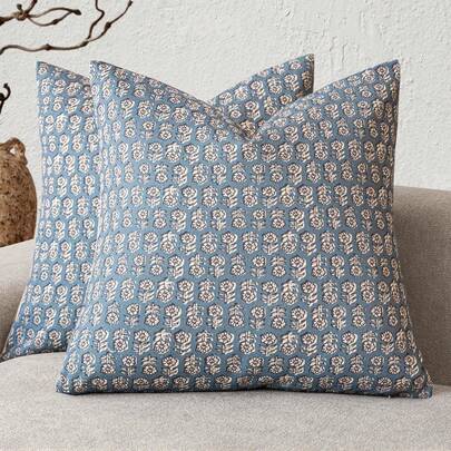 1pc Linen Unfilled Pillowcase, Bohemian Neutral Floral Print Pillowcase, Suitable For Living Room And Home Use
