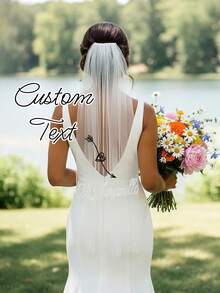 Customized Bridal Veil, Personalized Veil, Embroidered Bridal Veil, Wedding Veil With Name, Classic Wedding Veil, Elegant Customized Veil With Name - Multicolor - View 5
