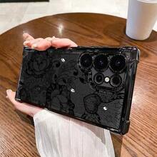 1pc New Minimalist Black Lace Electroplated Airbag Anti-Fall/Thickened Transparent TPU Protective Case Suitable Compatible With Apple 17 Pro Max/16 Pro Max/16 Pro/16/13 Pro Max/12 Pro Max 11, 15 Pro Max, 14 Pro Max/Galaxy, SAM/Honor/Note 13 Pro/S23 Ultra/S24 Ultra/S25/A56 - Black - View 4