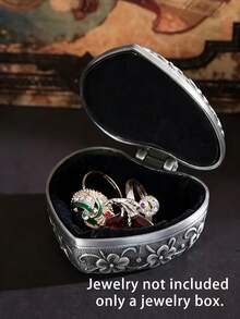Caja de Joyas de Metal Grabada Personalizada - Nombre/Fecha/Mensaje Personalizado, Caja de Almacenamiento de Anillos de Boda con Diseño Floral Elegante, Caja de Almacenamiento de Recuerdos de Metal Adecuada para Compromiso, Aniversario, Regalo de Boda - Sin Necesidad de Energía, Caja de Joyas, Caja de Almacenamiento de Recuerdos, Artesanía Fina, Caja de Almacenamiento - Estaño - Ver 8