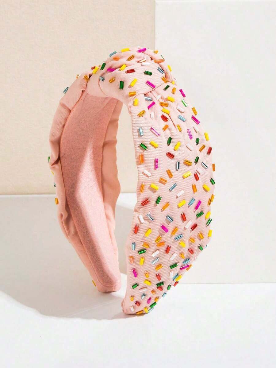 1pc Korean Fashion Handmade Wide-Brimmed Headband, Elegant Hair Accessory In Pink, Suitable For Daily Outfit - FG235 粉紅色 - 查看 1