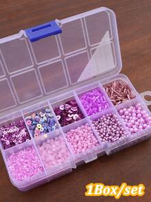 1 Caja/Set de 12 Rejillas de Cuentas de Vidrio Mezcladas de Diferentes Estilos para Hacer Joyas DIY, Pulseras, Collares - juego de cuentas de 12 gramos - Ver 13