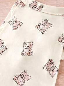 1件可爱小熊图案领结，宠物狗猫衬衫衣服，春秋季 - 米色 - 查看 6