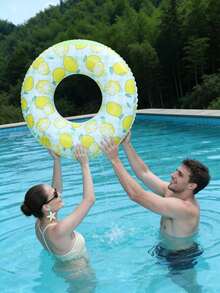 Lemon Shaped Thick Double Air Chamber Adult Swim Ring, Suitable For Water Entertainment, Beach Vacation, Beach Play, Beach Party, New Year Gift, Valentine's Day Gift - Multiple Styles - View 3