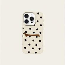 1pc TPU Material Polka Dot Dachshund Pattern Phone Case Suitable For IPhone 17 Pro Max/17/16 Pro Max/15/13/12/11, S20 FE/A15/S24/A55, Note 11/Note 12/Note 13 Pro, Full Coverage Anti-Drop Soft Protective Phone Case - White - View 5