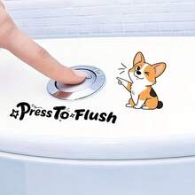 1张可爱卡通猫咪马桶贴纸，“按压冲水”装饰浴室马桶浴缸自粘墙贴，适用于玻璃、瓷砖和光滑墙面，可遮盖瑕疵并密封，无需熨烫，装饰性强，色彩鲜艳，独特理想的礼物，易于DIY，浴室墙贴 - 彩色 - 查看 12
