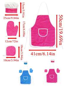 4件套儿童厨房玩具套装，儿童厨师服套装，包括围裙、手套、帽子、隔热垫，适合男孩和女孩 - 4PCS - 查看 6