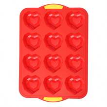 1pc Silicone 12-Cavity Heart Shaped Mold, 3D Heart Cake Mold, Pudding Chocolate Jelly Baking Tool - View 10
