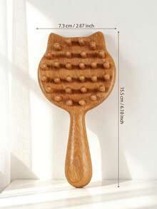 1pc Cute Massage Brush, Sandalwood Cat Massage Comb, Natural Wood Texture, 3D Cat Shape, Smooth Teeth, Soothing Massage, Relaxation, Coarse Tooth Comb, Gift, Valentine's Day, Home Care, Daily Grooming, Approx. 16CM Length - Massage Comb - View 2