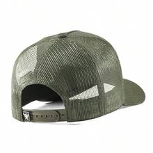 American Rooster Military Green Trucker Hat With Brazilian Flag, Country Casual Style. - 軍綠色 - 查看 2
