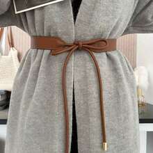1pc Women's Fashion PU Bow Tie Waist Belt, Versatile, Suitable For Dresses, Sweaters, Jackets, Waist Cinching, Creating Slender Silhouette - Brown - View 3