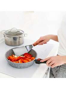 Spatule en acier inoxydable avec bord incliné et manche en bois dur - Grande pelle métallique, convient pour les poêles en fonte, les plaques de cuisson , Idéal pour le barbecue et la cuisine à la maison, cadeau pour Thanksgiving, Noël - Multicolore - Voir 10
