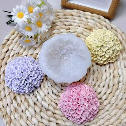 1个万寿菊硅胶模具，DIY菊花香薰蜡烛模具，石膏装饰模具，树脂浇铸硅胶模具