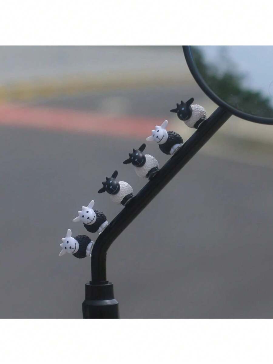 Cute Little Lamb Electric Vehicle Decoration Accessory For Car Interior Hollow Tabletop Piece Rearview Mirror Decoration Little Lamb Piece General Piece Little Lamb Piece Decoration - A - View 1