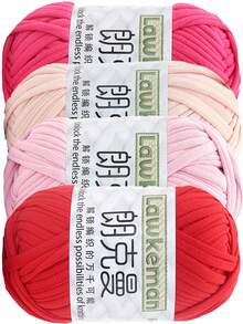 Lawkeman 4 pezzi/400g Filato di alta qualità per magliette, rotoli di filato per magliette - 2 cm di larghezza, filato intrecciato e lavorato a maglia, morbido e versatile, adatto per artigianato fai-da-te, può essere utilizzato per uncinetto e tessitura di borse, cuscini, bambole, coperte, pantofole, progetti all'uncinetto, ecc. Disponibile in più colori, filato multicolore | Filato in poliestere | Filato per uncinetto | Filato per artigianato | Palline di filato dai colori vivaci | Materiali per artigianato multifunzionali, accessori e forniture per la tessitura - Stili multipli - Visualizzare 15