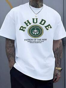 Royal Emblem Graphic Symbolizing Victory And Prestige With Casa De Campo Catamaran Racing Spirit Rhude Print Men 100% Cotton TshirtCasual Short-Sleeve T-Shirts For Men And Women - 白色 - 查看 1