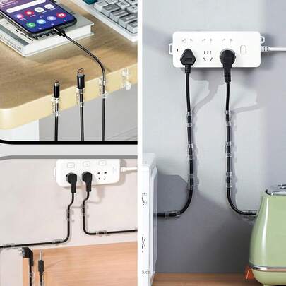 80个透明线缆夹，适用于电脑、电视、汽车、以太网、圣诞装饰等 - 带背胶的线缆固定器，桌面、墙面、家庭和办公室收纳整理器 - 无需工具安装，轻松移除