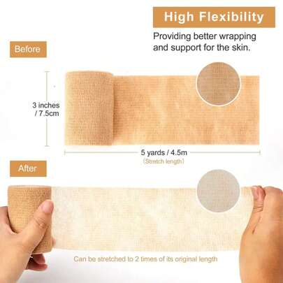 10 Rolls Medical Adhesive Bandage Elastic Breathable Sports Self Adhesive Tape Beige Wrap Finger Tape For Wrist Ankle First Aid ZWCM