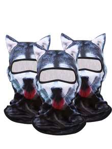 1pc/2pcs Unisex 3D Animal Pattern Face Shield Balaclava Outdoor Funny Water Sports Hat UV Protection Animal Head Cover (Cat, Dog), Suitable For Daily Use, Travel, Hiking, Skiing - 白貓 - 查看 5