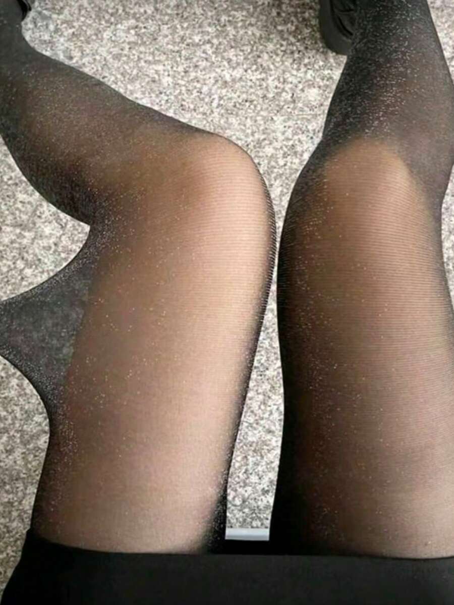 1/2pcs Women's Shiny Tights, Slim Fit Sexy Versatile Stockings - Black - View 1
