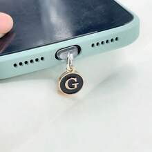 1个双面黑色26字母防尘手机塞/英文字母姓名首字母充电挂件/读卡器/兼容Type-C/Lightning（5-14）接口/情侣防尘塞 - 黑色 - 查看 45