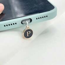 1个双面黑色26字母防尘手机塞/英文字母姓名首字母充电挂件/读卡器/兼容Type-C/Lightning（5-14）接口/情侣防尘塞 - 黑色 - 查看 57