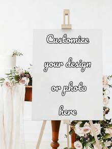 1件个性化婚礼迎宾牌 - 可定制新郎新娘姓名和日期 - 优雅的蓝色花环搭配绿色叶子 - 浅蓝色和绿色花卉背景 - 室内/室外婚礼装饰 - 手工帆布印刷 - 非常适合婚礼招待会、仪式、入口 - 婚礼派对装饰 - 纪念礼物 - 适合所有婚礼主题（现代、波西米亚、经典） - 不含支架，2D平面，是室内装饰的理想之选 - 多色8 - 查看 8