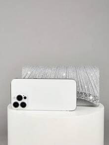 REMANLAND 1pc Women's Mini Glitter Shiny Chain Folding Wrinkle Square Bag, Ideal For Wedding, Party, Evening, Prom And Dinner Banquet, Elegant Matching With Prom Dresses, Sequin Dresses And Bridal Party Looks - Silver - View 8