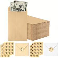 10/50/100个装棕色自封现金信封 - 小号牛皮纸钱袋，适合预算和礼品包装 - 棕色 - 查看 4