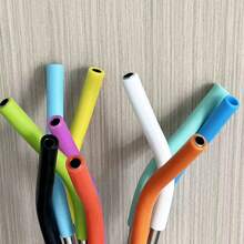 6个可重复使用的吸管套，多色硅胶吸管延长器，适用于30盎司和40盎司的杯子，非常适合派对、毕业典礼、户外活动、旅行、露营，方便携带和清洗。 - 彩色 - 查看 6