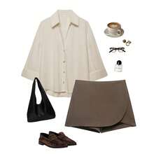 YROOE Women's High Waist Asymmetric Wrap Skirt, Spring/Summer & All Season - Mocha Brown - View 4