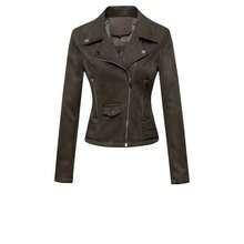 Women's Motorcycle Jacket, Short Suede Jacket, Slim Fit Faux Suede Leather Jacket For Women - 黑色 - 查看 8