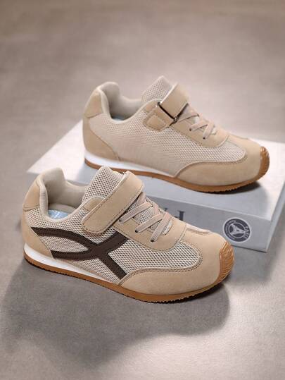 1 Pair Kids' All-Season Sports Shoes, Wide Toe Design, Non-Slip Durable TPR Outsole, Classic Colorway, Fashion Versatile, Suitable For Kids' Foot Type, Classic Shoes For School And Sports