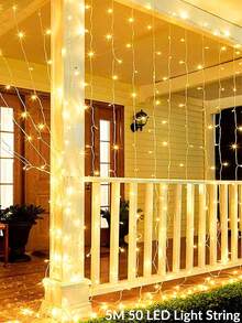1pc 5M 50 LED Fairy String Lights - Battery Operated, Multi-Color Options, Suitable For Indoor Decor, Living Room Wall, Wedding Party, Holiday Celebrations - Bare Light String - View 5