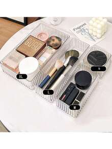 7pcs/4pcs/1pc Stackable Adjustable Multi-Drawer Storage Box Set, Ideal For Storing Cosmetics, Office Supplies, Desktop Essentials, Suitable For Makeup Artists, Nail Technicians, Beauty Equipment, Students, Compatible With Cosmetics And Stationery Organization, Dual-Use Desk Drawers, Excellent Home Storage Solution - Multicolor - View 9