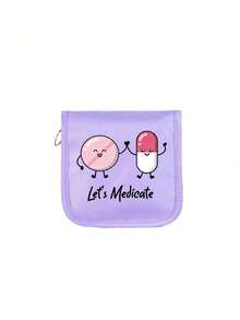 1 pièce Boîte à pilules portable, sac de rangement mignon avec motif de pilules et seringues de dessin animé, organisateur de médicaments compact et trousse de premiers soins, ensemble médical portable, convient pour le stockage de médicaments au quotidien/en extérieur/en voyage/en dortoir - Multicolore - Voir 14