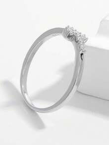 Jessie Jewelry 1pc Fashionable Petite Exquisite Shiny Classic Religious 925 Silver Cubic Zirconia Cross Ring, Suitable For Women's Daily Commute, Dating, Showcasing Elegant, Gift - Silver - View 2