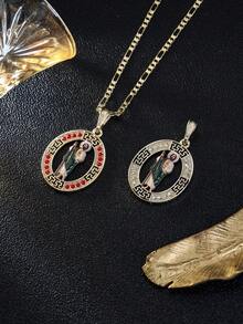 1件男士嘻哈圣犹大吊坠项链，信仰主题饰品，适合日常佩戴、送礼或派对、祈祷、复活节等场合。 - 聖裘德 - 查看 4