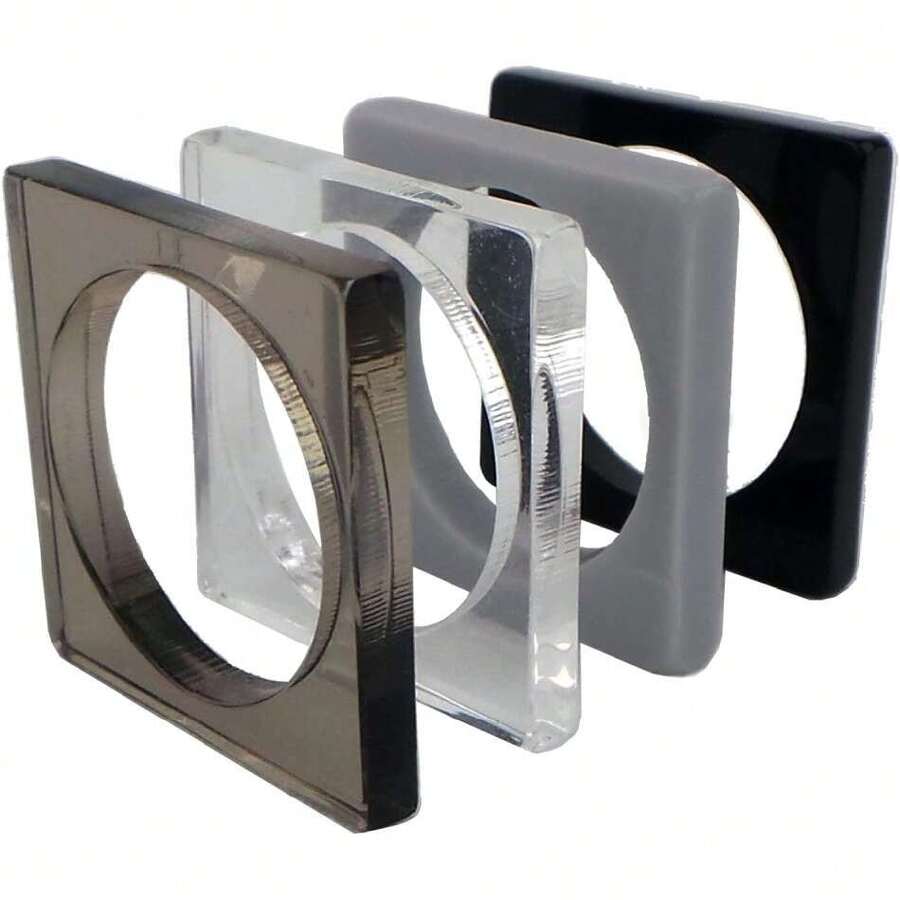 Stackable Acrylic Square Rings, Set Of 4 Rings, 42502397 - White - View 1
