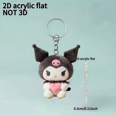 SANRIO 1pc New Cute White Hello Kitty Pattern Acrylic Flat Decor, Suitable For Christmas Gift, Keychain, Key Ring, Car Key Chain, Backpack Wallet Keychain, Holiday Decoration Pendant