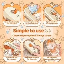 3-In-1 Pet Steam Grooming Brush Mist Spray Shower Bath Brush Shedding Hair Removal Comb USB Rechargeable 360° Rotatable For Long & Short Haired Cats Dogs Orange Pet Grooming Tool - default - 查看 4
