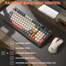 FREEWOLF T96 无线游戏键盘鼠标套装，双蓝牙/2.4G RGB 背光机械手感键盘，带智能显示屏和旋钮，4000 DPI 游戏鼠标，适用于 PC 笔记本电脑，助您赢得胜利 - 查看 5