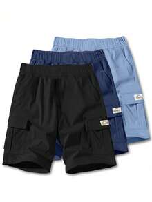 3pcs Boys & Teens Casual Sports Outdoor Cargo Shorts, Spring/Autumn - Multicolor - View 1