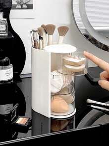 Hộp đựng đồ nhiều lớp có ngăn xoay, hộp đựng kẹp tóc, cà vạt, băng đô, hộp trưng bày phụ kiện tóc, hộp đựng chống bụi, nhiều ngăn chức năng, có thể đựng lược, kính, cọ trang điểm, hộp đựng phụ kiện tóc đơn giản và thiết thực bằng chất liệu PET, hộp quà sinh nhật, hộp đựng bông trang điểm. - Hộp đựng cọ trang điểm - Xem 6