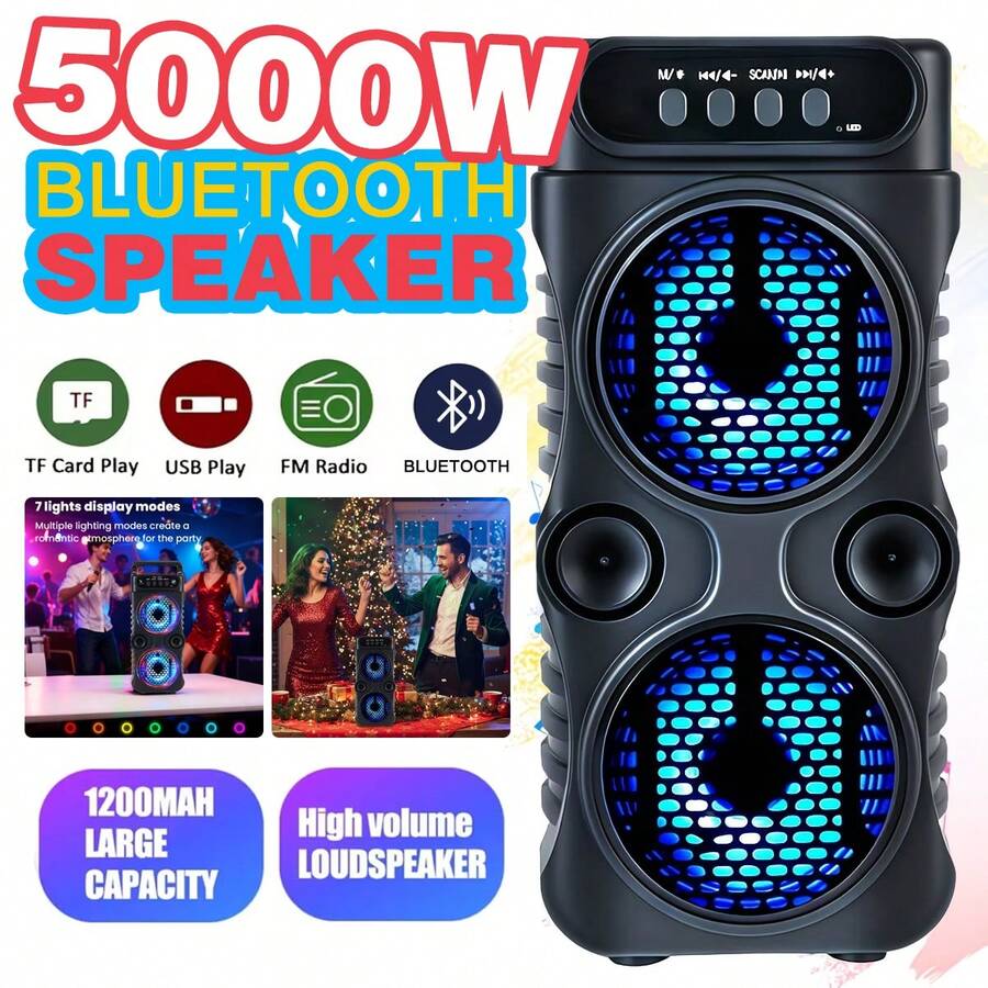 This Speaker Features Powerful Bass, Is Ideal For Gyms, Dance Studios, Conference Rooms, And Is A High-Power Wireless Speaker Suitable For Outdoor Use. It Has A Knob-Style Design, Karaoke Function, And RGB Lighting Effects. Perfect For Home, Outdoor, And Party Use, It Includes A Portable Wireless Microphone For Karaoke, And Supports USB, AUX, Type-C, TF Card, MP3, And USB Flash Drives. It's A Modern Audio Device. - 查看 1