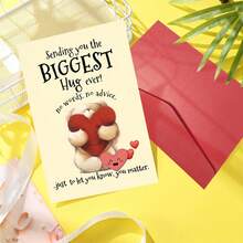 A Heartfelt Greeting Card With An Envelope - Featuring The Message 'Sending You The Biggest Hug Ever' With A Cute Bear And Red Heart Design - An Ideal Choice For Birthdays, Holidays - Sets - View 4