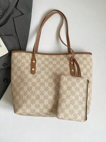 2026新款高档女士单肩包 - 日常现代风格，简约百搭，大容量带小袋 - 卡其色 - 查看 5